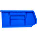 A blue rectangular Metro stack bin with two compartments.