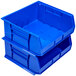 Two blue Metro stack bins with holes in the sides.