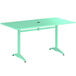A Lancaster Table & Seating sea foam green table with legs.