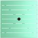 A square sea foam green table with a black circle.