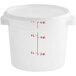 A white plastic Vigor food storage container with red measurements.