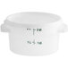 A white plastic Vigor food storage container with green measurements on it.