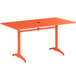 A Lancaster Table & Seating orange rectangular table with black legs.
