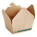 A cardboard EcoChoice take-out container with a green PLA lined lid.