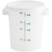 A white plastic Vigor food storage container with green text.