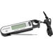A black AvaTemp digital folding probe thermometer with a screen and a cord.