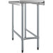 A Regency stainless steel filler table with metal legs.