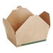 A brown cardboard container with a green lid.