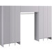 A gray metal locker with two doors.
