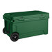 A Hunter Green CaterGator outdoor cooler with wheels.