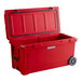 A red CaterGator outdoor cooler with wheels.