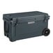 A large grey CaterGator outdoor cooler with wheels.