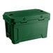 A hunter green CaterGator outdoor cooler with a lid and handles.