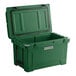 A CaterGator hunter green outdoor cooler with the lid open.