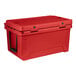 A red CaterGator 65 quart cooler with a black handle.