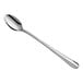 An Acopa Brigitte stainless steel iced tea spoon with a silver handle on a white background.