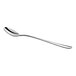 An Acopa Brigitte stainless steel iced tea spoon with a long silver handle.