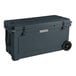 A black CaterGator outdoor cooler with wheels on a white background.