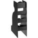 A black metal vertical countertop organizer with 6 sections.