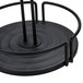 A black metal Tablecraft condiment caddy stand with two metal rods and a circular base.