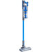 A blue and silver Lavex cordless stick vacuum.