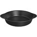 A black round Chasseur cast iron casserole dish with two handles.