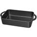 A black rectangular pan with handles.