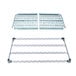 A MetroMax Q metal shelf with a couple of parts including a metal grate and metal beams.