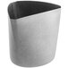 A Tablecraft stainless steel fry cup with a curved triangular edge and a grey stonewash finish.
