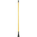 A long yellow Lavex mop handle with black jaw style handle.