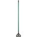 A green Lavex mop handle on a white background.