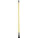A yellow metal mop handle with black accents.