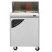 A Turbo Air stainless steel refrigerated sandwich prep table with a door.