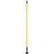 A yellow metal pole with a black handle.