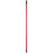 A red Lavex broom handle with a black tip.