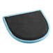 A blue vinyl padded seat cushion for metal frame seating.