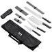 A Kai PRO 5-piece BBQ knife set with blade guards in a black case.