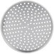 An American Metalcraft heavy weight aluminum pizza pan with holes.