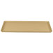 A rectangular tan Cambro dietary tray with a beige color.