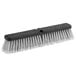 An 18" black and white Lavex polypropylene push broom head with flagged bristles.
