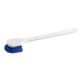 A blue and white Lavex pot scrub brush with a black handle.
