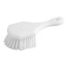 A close-up of the Lavex white polyester utility/pot scrub brush with bristles.