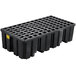 A black plastic Eagle Manufacturing drum pallet with rows of squares.