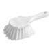 A close-up of a Lavex white nylon pot scrub brush with a handle.