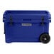 A navy CaterGator outdoor cooler with wheels.