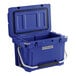 A navy blue CaterGator outdoor cooler with a handle.