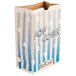 A Bagcraft Packaging EcoCraft popcorn bag with blue and white stripes.