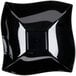 A black square plastic serving bowl with a wavy square pattern.