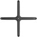 A black cross-shaped table base plate.