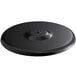 A black circular Lancaster Table & Seating base plate with holes in it.